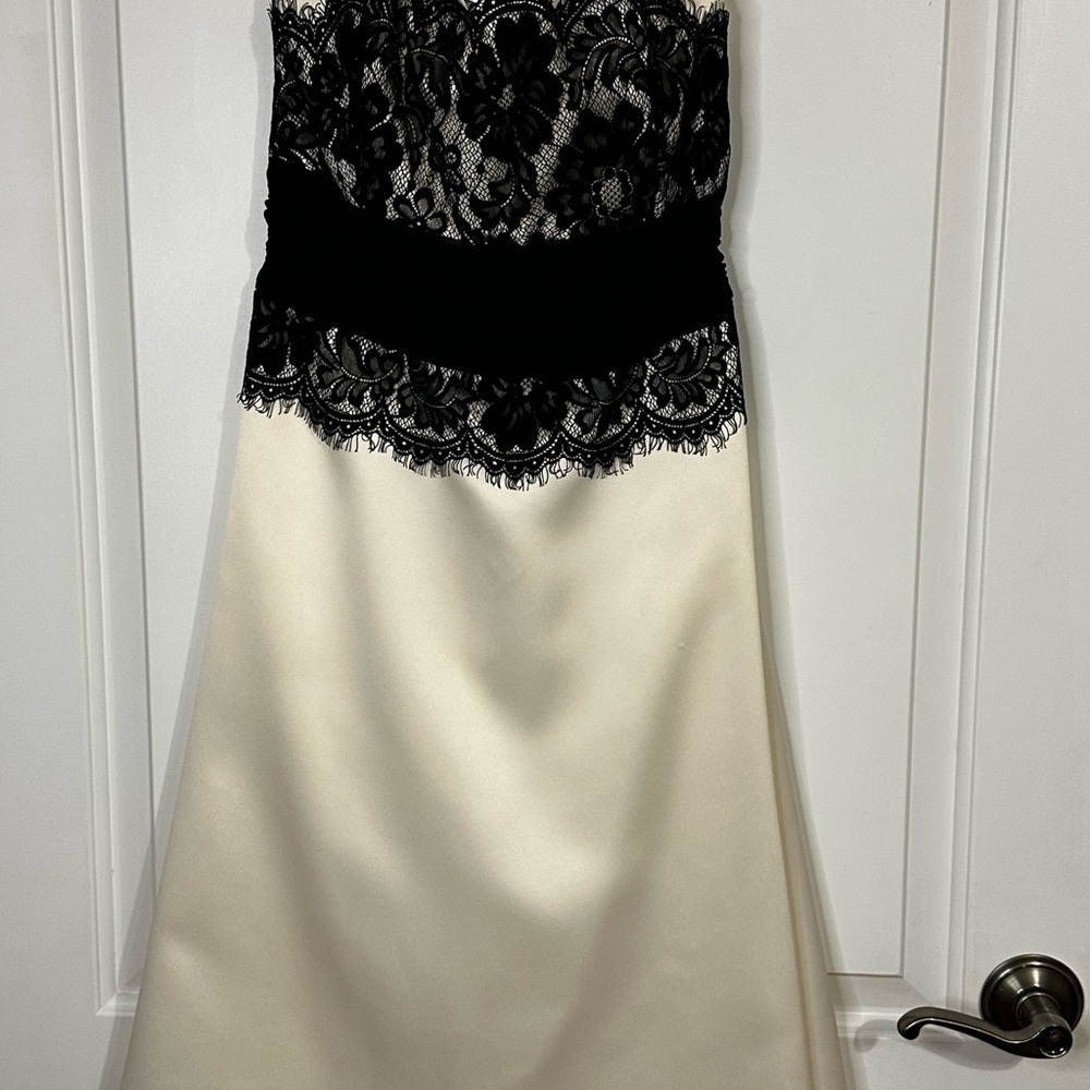 White House Black Market Elegant Black and Cream Lace Dress